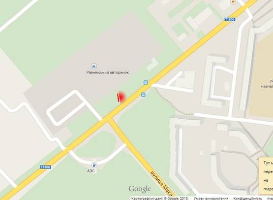 Схема рекламной плоскости по адресу м. Рівне, вул. Млинівська, в районі перехрестя з вул. Макарова