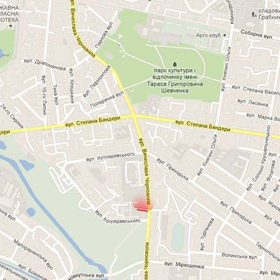 Схема рекламной плоскости по адресу м. Рівне, вул. Чорновола, 47