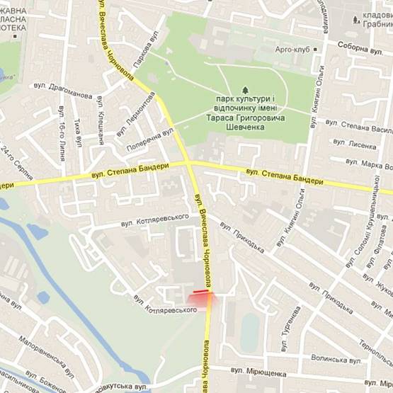 Схема рекламной плоскости по адресу м. Рівне, вул. Чорновола, 47