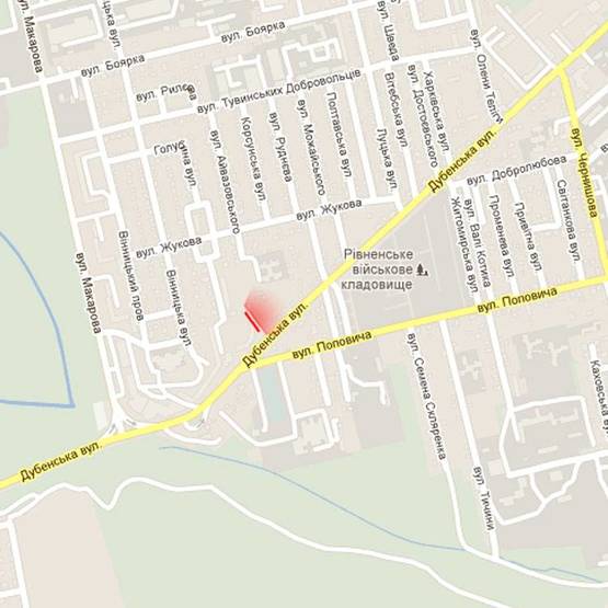 Схема рекламной плоскости по адресу м. Рівне, вул. Дубенська, 68
