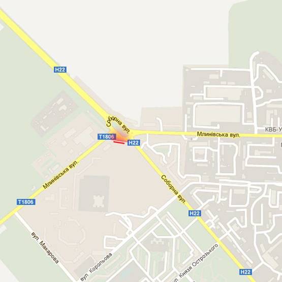 Схема рекламной плоскости по адресу м. Рівне, вул. Соборна, перехрестя з вул. Млинівською