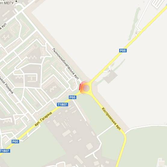 Схема рекламной плоскости по адресу м. Рівне, вул. Гагаріна, перехрестя з вул. Льонокомбінатівською