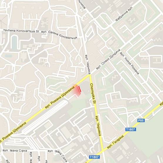 Схема рекламной плоскости по адресу м. Рівне, вул. Шухевича, навпроти будинку №2