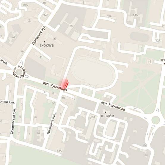 Схема рекламной плоскости по адресу м. Рівне, вул. Курчатова, 3