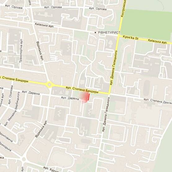 Схема рекламной плоскости по адресу м. Рівне, вул. С. Бандери, в районі перехрестя з вул. Д.Галицького