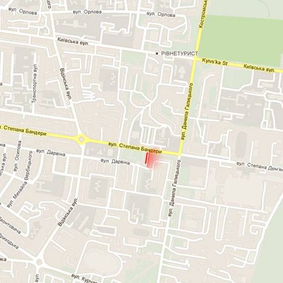 Схема рекламной плоскости по адресу м. Рівне, вул. С. Бандери, в районі перехрестя з вул. Д.Галицького