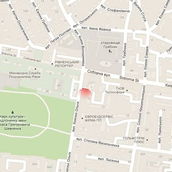 Схема рекламной плоскости по адресу м. Рівне, вул. Княгині Ольги, 3