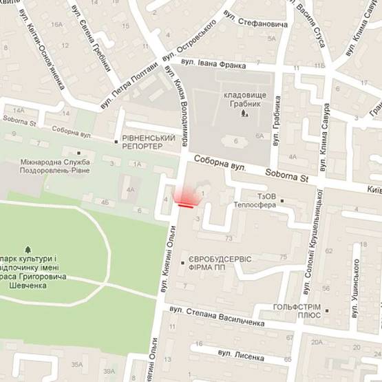 Схема рекламной плоскости по адресу м. Рівне, вул. Княгині Ольги, 3