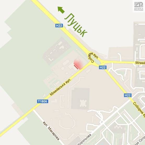 Схема рекламной плоскости по адресу м. Рівне, вул. Млинівська, 30