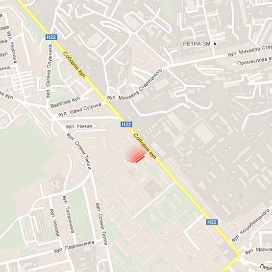 Схема рекламної площини за адресою м. Рівне, вул. Соборна, 227