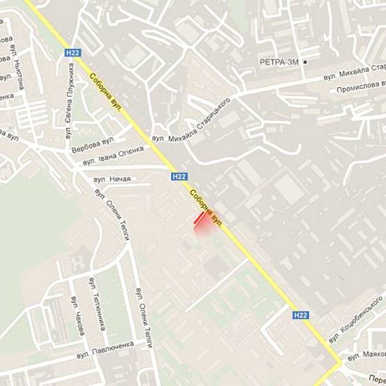 Схема рекламної площини за адресою м. Рівне, вул. Соборна, 227