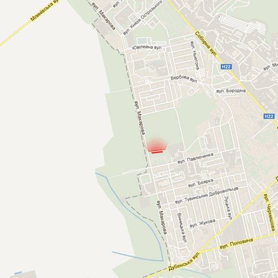 Схема рекламной плоскости по адресу м. Рівне, вул. Макарова, навпроти будинку №21