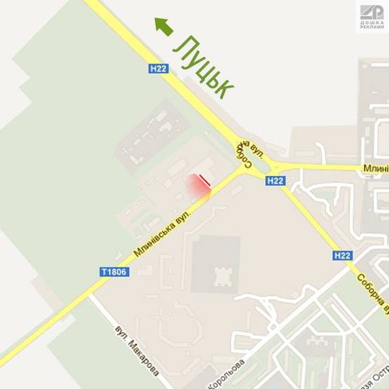 Схема рекламної площини за адресою м. Рівне, вул. Млинівська, 30