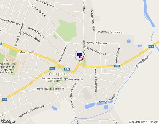 Схема рекламної площини за адресою м. Острог,  вул. Глібова, перехрестя з вул. Татарською