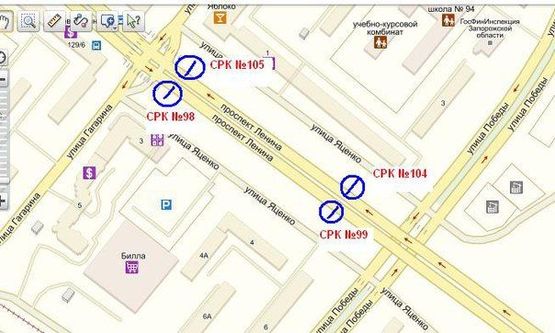 Схема рекламної площини за адресою пр.Ленина - дамба №4, напрямок руху від вокзалу, ст.А