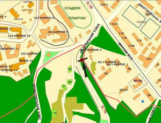 Схема рекламной плоскости по адресу Подольский спуск, направление на Петровку