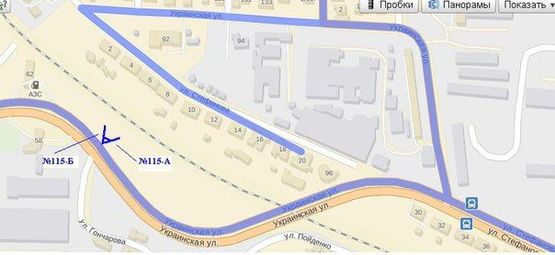 Схема рекламной плоскости по адресу вул.Українська  -  вул.Стефанова, ст.Б