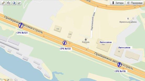 Схема рекламной плоскости по адресу Набережна магістраль - вул.Бульварна, АЗС, напрямок руху до порту