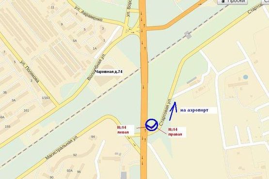 Схема рекламной плоскости по адресу тр.Харьків-Сімферополь- вул.Стартова, напрямок  на аеропорт,права площина