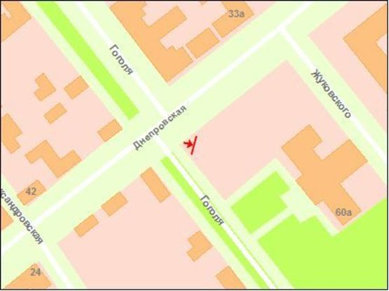 Схема рекламної площини за адресою вул.Дніпровська - вул.Гоголя