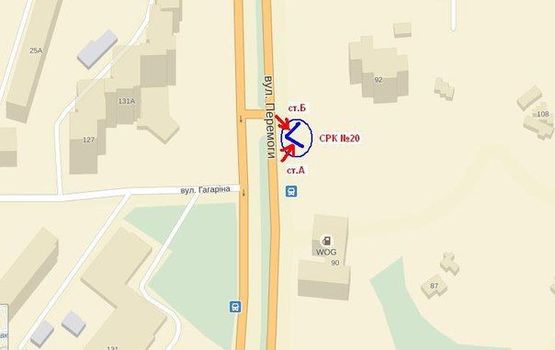 Схема рекламной плоскости по адресу вул.Перемоги,92, ст.Б