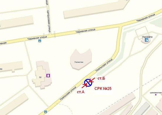 Схема рекламної площини за адресою вул.Чаривна — вул.Героїв 55-ї бригади, ст.А