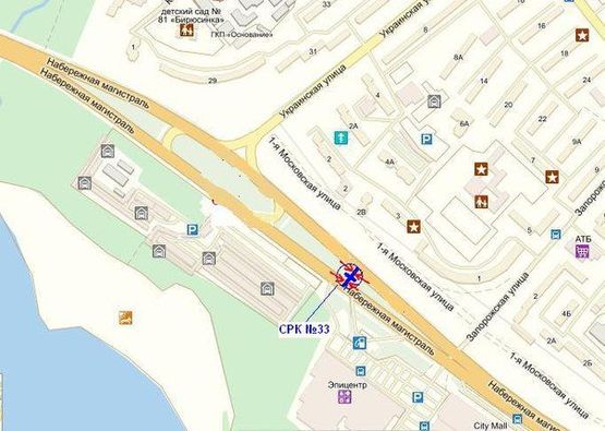 Схема рекламной плоскости по адресу Набережна магістраль – вул.Українська, рух до вокзалу, ліва площина