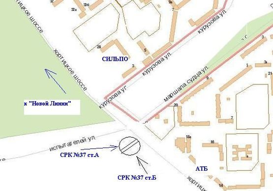 Схема рекламной плоскости по адресу Хортицьке шосе – район ринка, нижня площина, ст.А