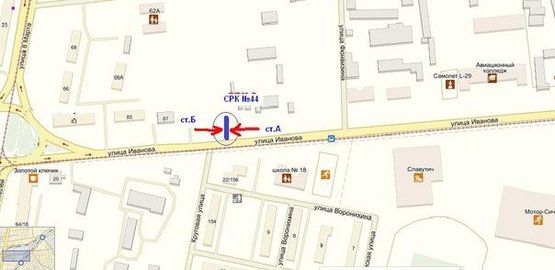 Схема рекламной плоскости по адресу вул.Іванова, СК «Стріла» - (дорога на аеропорт), ст.Б