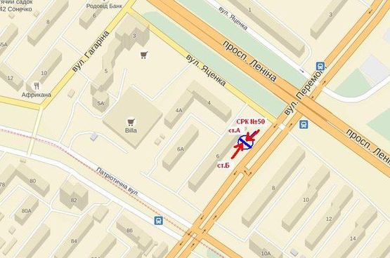 Схема рекламной плоскости по адресу вул.Перемоги - вул.Яценко, ст.Б