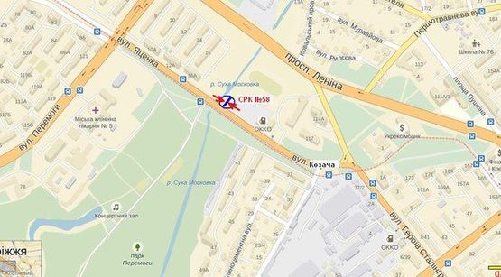 Схема рекламной плоскости по адресу вул.Козача — навпроти Парка Перемоги, ст.Б