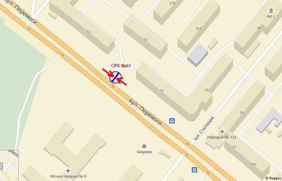 Схема рекламной плоскости по адресу вул.Перемоги - вул.Сталеварів, ст.А