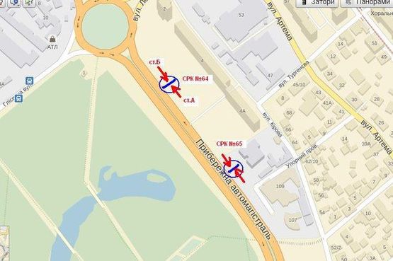 Схема рекламной плоскости по адресу Набережна магістраль -Дубовий гай, №1 (ближній), ст.Б