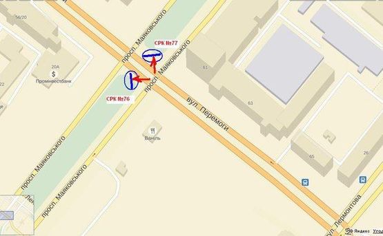 Схема рекламної площини за адресою вул.Перемоги - вул.Маяковського, верхня площина