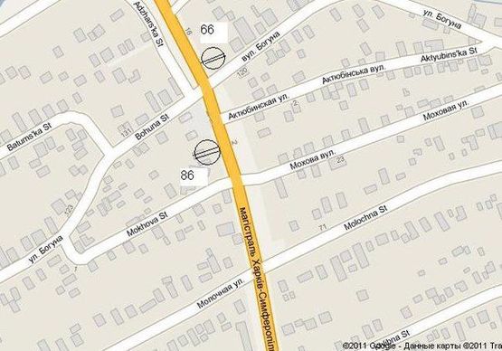 Схема рекламной плоскости по адресу тр. Харьків-Сімферополь - вул.Мохова, ст.А