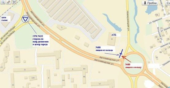 Схема рекламної площини за адресою вул.Автозаводська - вул.Новокузнецька, обличчям від кола, ліва площина