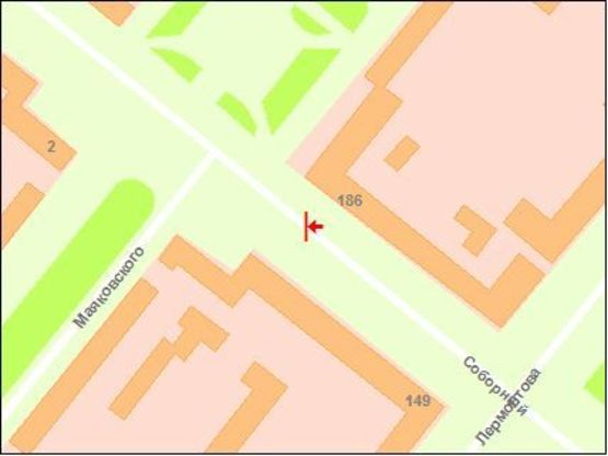 Схема рекламної площини за адресою вул. Маяковського — вул. Лермонтова (СИТИ-СКРОЛЛ)