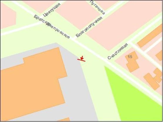 Схема рекламної площини за адресою пл.Інженерна, ліва площина-вул.Дніпровське шосе-  вул.Щаслива