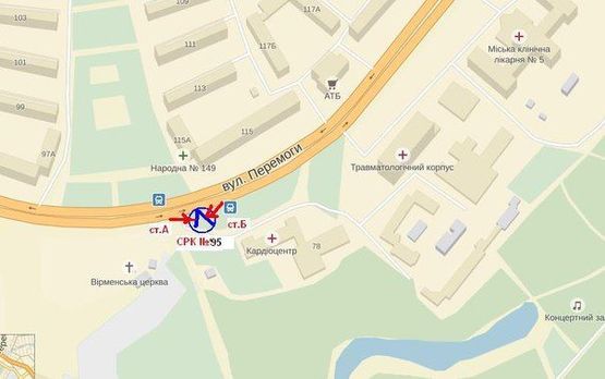 Схема рекламної площини за адресою вул.Перемоги,97, ст.А