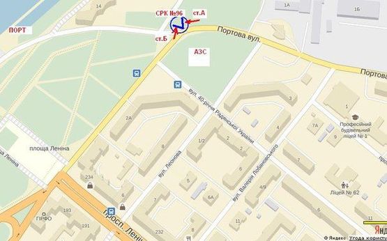 Схема рекламной плоскости по адресу вул.Рекордна, 1а - район порта, АЗС Альянс, ст.Б