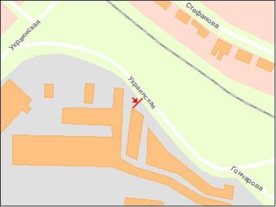 Схема рекламної площини за адресою вул.Українська  -  вул.Стефанова, ст.А (до аэропорту) ГАРАЖИ