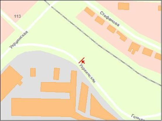 Схема рекламной плоскости по адресу вул.Українська  -  вул.Стефанова, ст.А