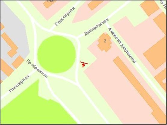 Схема рекламной плоскости по адресу Набережна магістраль — вул.Дніпровська, ст.А