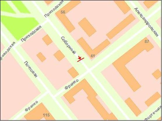 Схема рекламної площини за адресою вул. Приходська — вул. І.Франка (СИТИ-СКРОЛЛ)