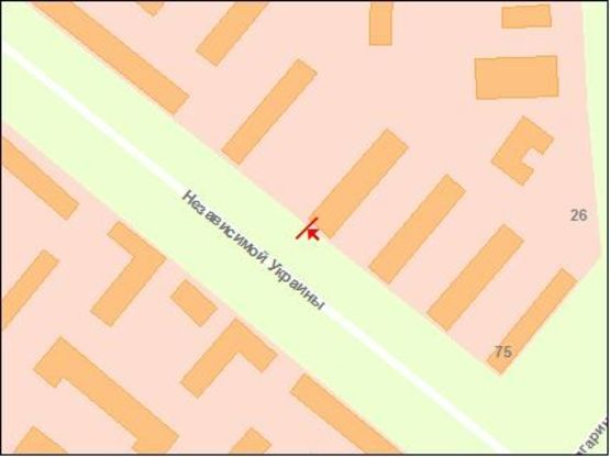 Схема рекламної площини за адресою вул.Незалежної України -район Обл.УВД, ст.А