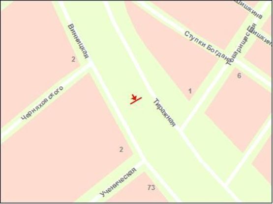 Схема рекламной плоскости по адресу вул.Тиражна -АЗС  (вул.Товариська), ст.А