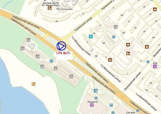 Схема рекламной плоскости по адресу Набережна магістраль - вул.Українська (коло), облияям на вул.Українську