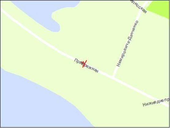 Схема рекламной плоскости по адресу Набережна магістраль - пішохідний міст, напрямок руху до вокзалу