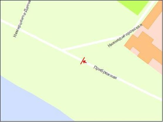 Схема рекламной плоскости по адресу Набережна магістраль - вул.Немировича Данченко, напрямок руху до порту