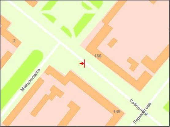 Схема рекламной плоскости по адресу вул. Маяковського — вул. Лермонтова (СИТИ-СКРОЛЛ)